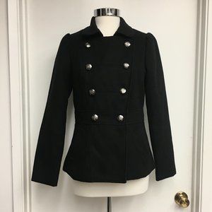 Forever21 Black Pea Coat with Silver Buttons